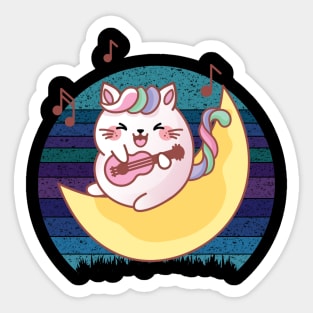 Unicorn Cat On The Moon Sticker